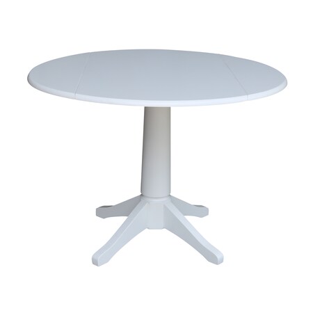 International Concepts Round 42, Round dual drop Leaf Pedestal Table, 30.3  inH, White, 42 W, 42 L, 30.3 in H, Wood, White K08-42DPT-27B